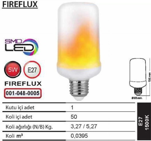 HOROZ FIREFLUX ALEVLİ LED AMPUL, ATEŞ EFEKTLİ LED LAMBA E27 DUYLU 001-048-0005