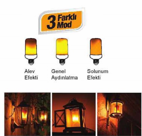 HOROZ FIREFLUX ALEVLİ LED AMPUL, ATEŞ EFEKTLİ LED LAMBA E27 DUYLU 001-048-0005