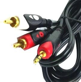 2 RCA - STEREO KABLO 24K GOLD (2 TOS - 3.5 MM) 