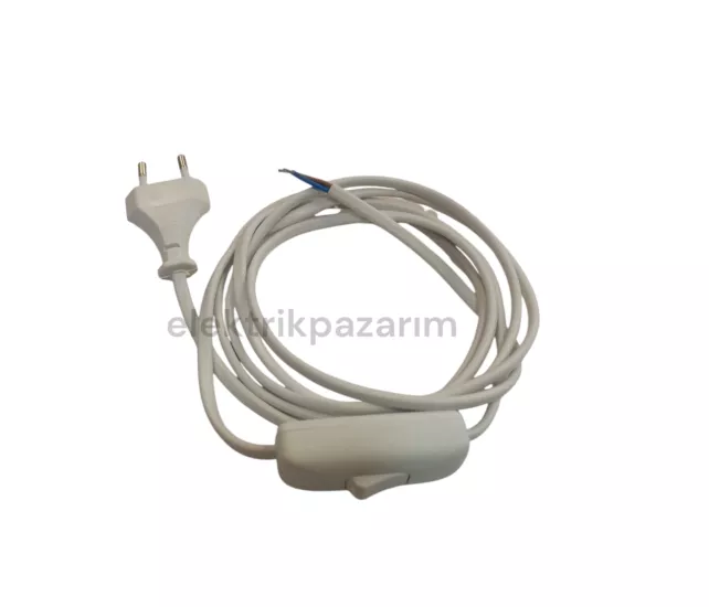 ABAJUR KABLOSU HAZIR FİŞLİ ANAHTARLI BEYAZ 1.5 METRE 