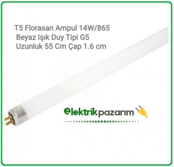 GENERAL 14W T5 FLORASAN 865 BEYAZ T5 FLORASAN 6500K RENK