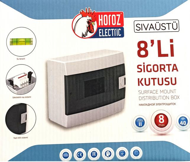 HOROZ 8 Lİ SİGORTA KUTUSU SIVA ÜSTÜ SEKİZLİ 600-000-800