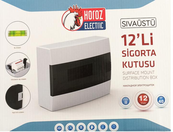 HOROZ 12 Lİ SİGORTA KUTUSU SIVA ÜSTÜ ONİKİLİ 600-000-120