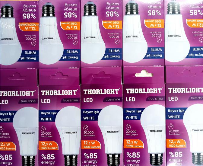 10 ADET X THORLIGHT 12.3W LED AMPUL BEYAZ IŞIK 6500K E27 DUYLU 1020LM