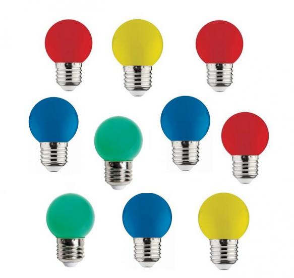 LED GECE LAMBASI AMPULÜ KARIŞIK RENKLER X 10 ADET