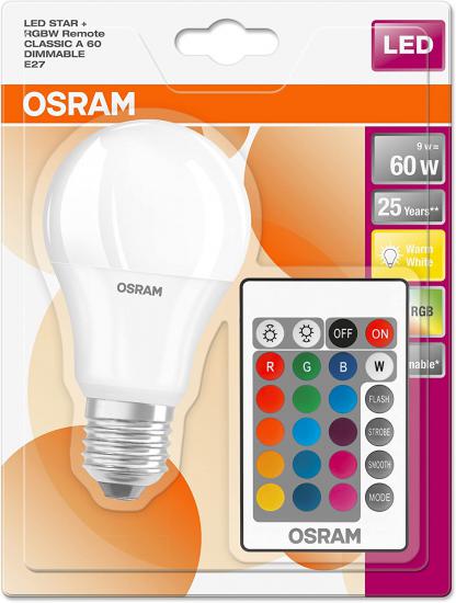 OSRAM UZAKTAN KUMANDALI LED AMPUL RGB STAR 9W 2700K RENKLİ