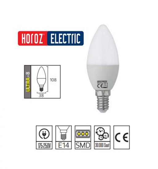 HOROZ ULTRA 8 8 WATT LED AMPUL BEYAZ 6400K E14 8W