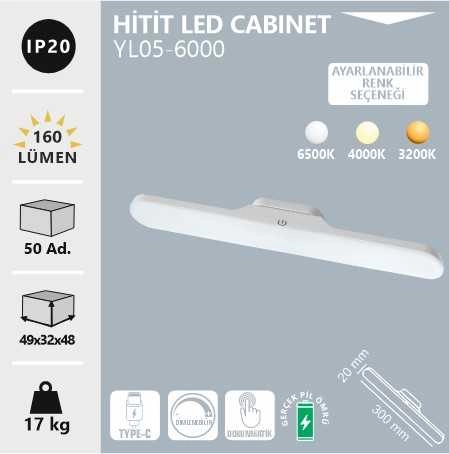 Noas Hitit 3W Şarjlı Dokunmatik Led Cabinet Dolap Aydınlatması 3 Renk